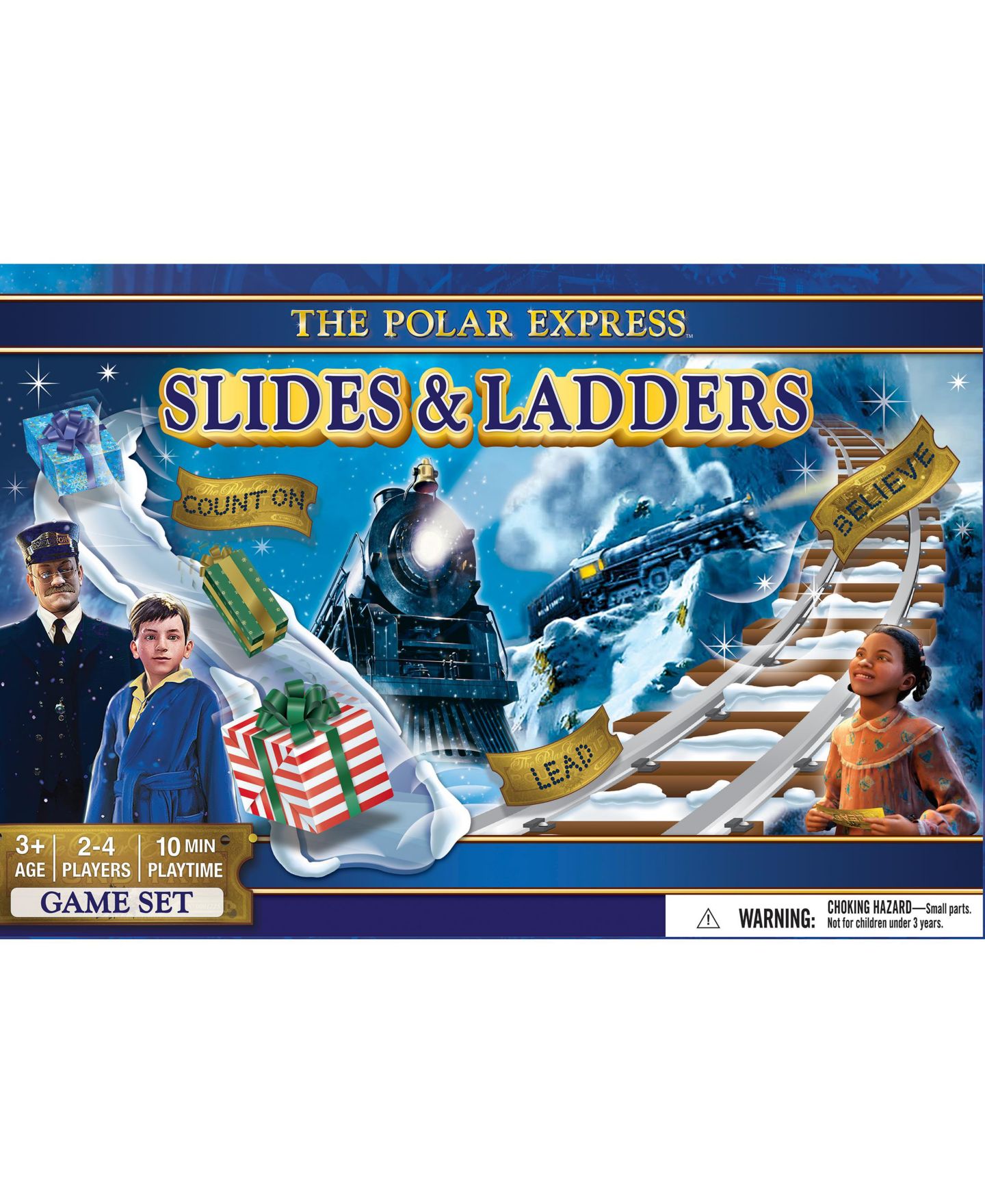 Детская настольная игра MasterPieces Puzzles The Polar Express Slides and Ladders Board Game, от 3 лет — фото 1
