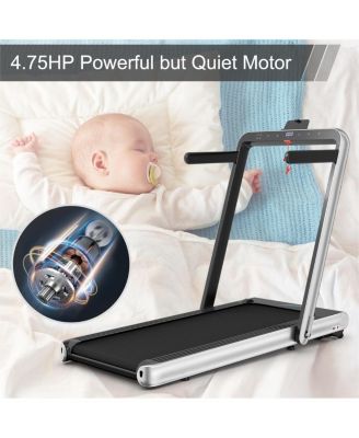 4.75HP 2 In 1 Folding Treadmill with Remote APP Control-Silver