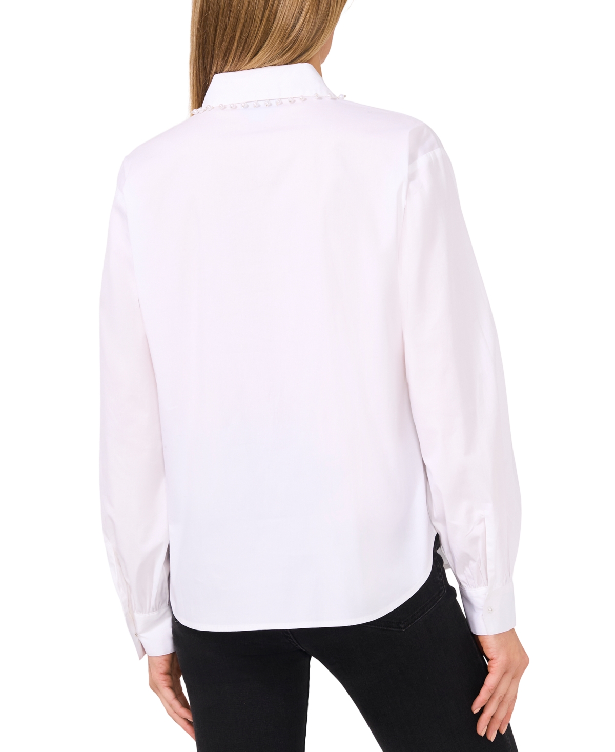 CeCe Women's Faux-Pearl-Trim Shirt