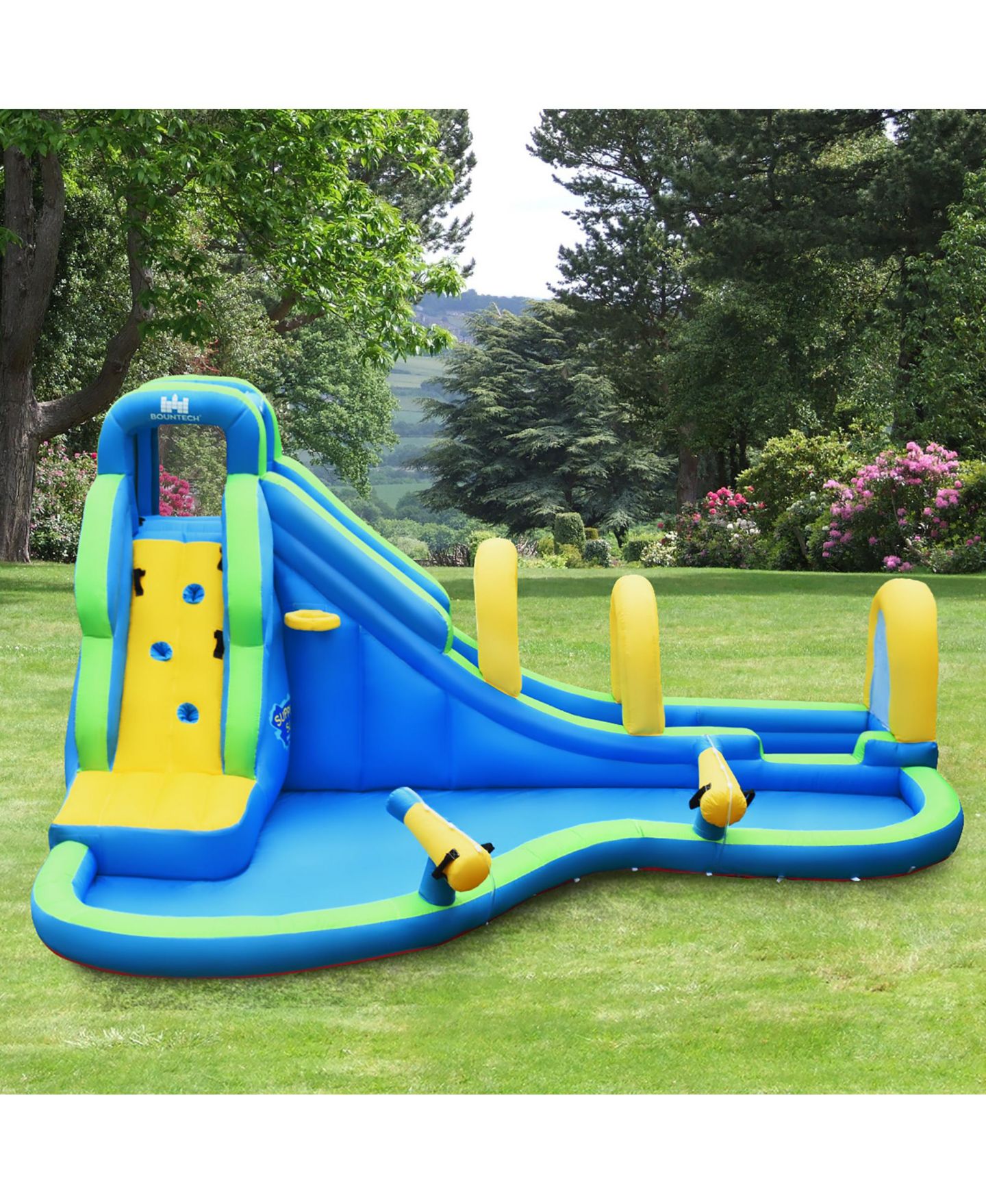 Детская игрушка Costway Inflatable Water Slide Kids Bounce House Castle Splash Pool Without, цвет: Синий — фото 2