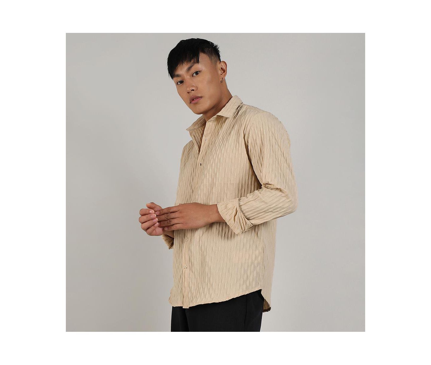 Мужская рубашка Cahoot Campus Sutra Butter Yellow Crinkled-Weave, цвет: Жёлтый — фото 5