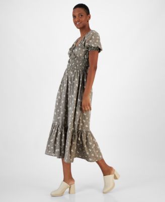 Women's Short-Sleeve Clip-Dot Midi Dress, Created for Macy's