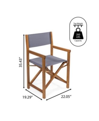 Cukor Classic Vintage Outdoor Acacia Wood Folding Director Chair with Canvas Seat  (Set of 2)