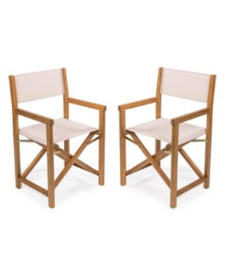 Cukor Classic Vintage Outdoor Acacia Wood Folding Director Chair with Canvas Seat  (Set of 2)