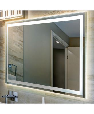 Pax Rectangular Frameless Anti-Fog Aluminum Frontback Lit Tri Color LED Bathroom Vanity Mirror