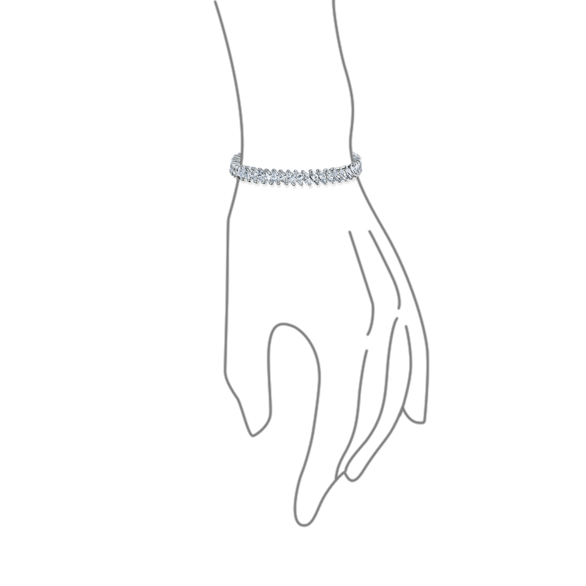 Bling Jewelry Cubic Zirconia Marquise Shape Cz 25 Ctw Alternating Black White Clear Blue Tennis Bracelet 7.5 Inch