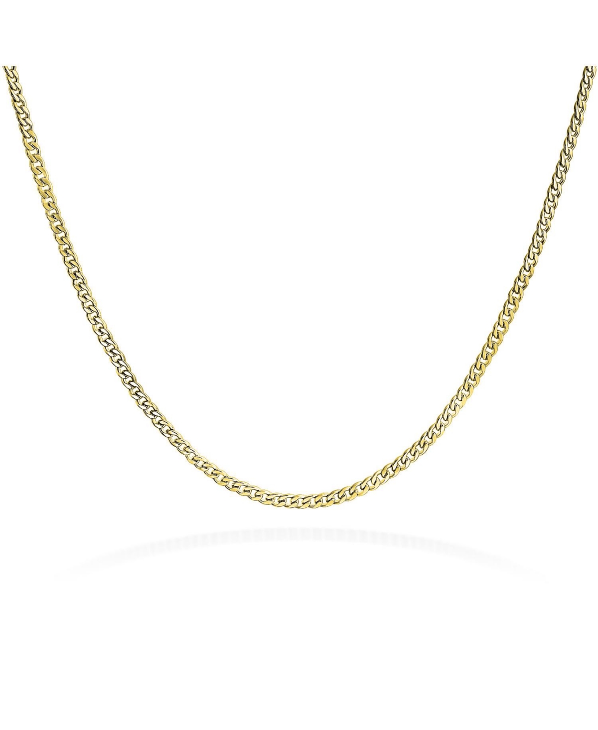 Bling Jewelry Heavy Duty Curb Chain Necklace Gold Tone Stainless Steel 4MM - Gold-tone