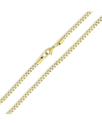Mens Yellow Gold Plated Stainless Steel Masculine Thin Box Chain Necklace 18 Inch 3mm