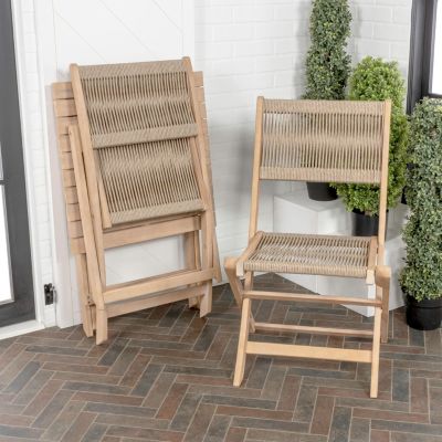 Javea Modern Coastal 3-Piece Acacia Wood Outdoor Folding Bistro Set