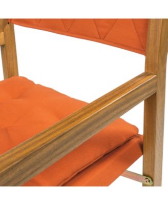 Waldo Classic Mid-Century Outdoor Acacia Wood Foldable Diamond-Quilted Back Director Chair with Cushion