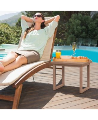 Long Natural Wood Bath Spa Stool with Non-slip Foot Pads for Elderly