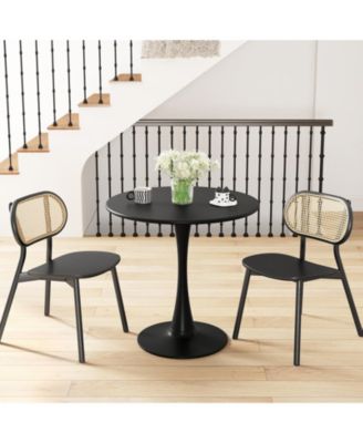 31.5 Inch Round Dining Table with Anti-Slip PP Ring-Black