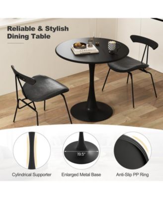 31.5 Inch Round Dining Table with Anti-Slip PP Ring-Black