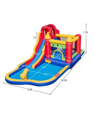 9-in-1 Inflatable Bounce Castle with Water Slide and Splash Pool with 735W Blower