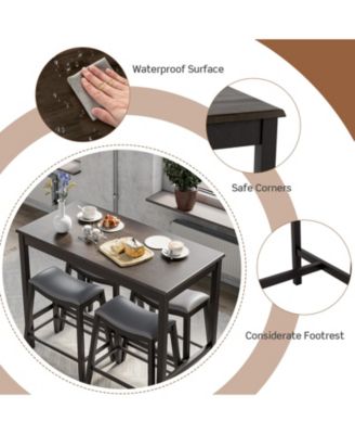 5-Piece Dining Set with 4 Upholstered Stools