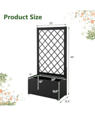 44-Inch Metal Raised Garden Bed with Trellis