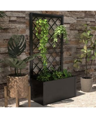 44-Inch Metal Raised Garden Bed with Trellis