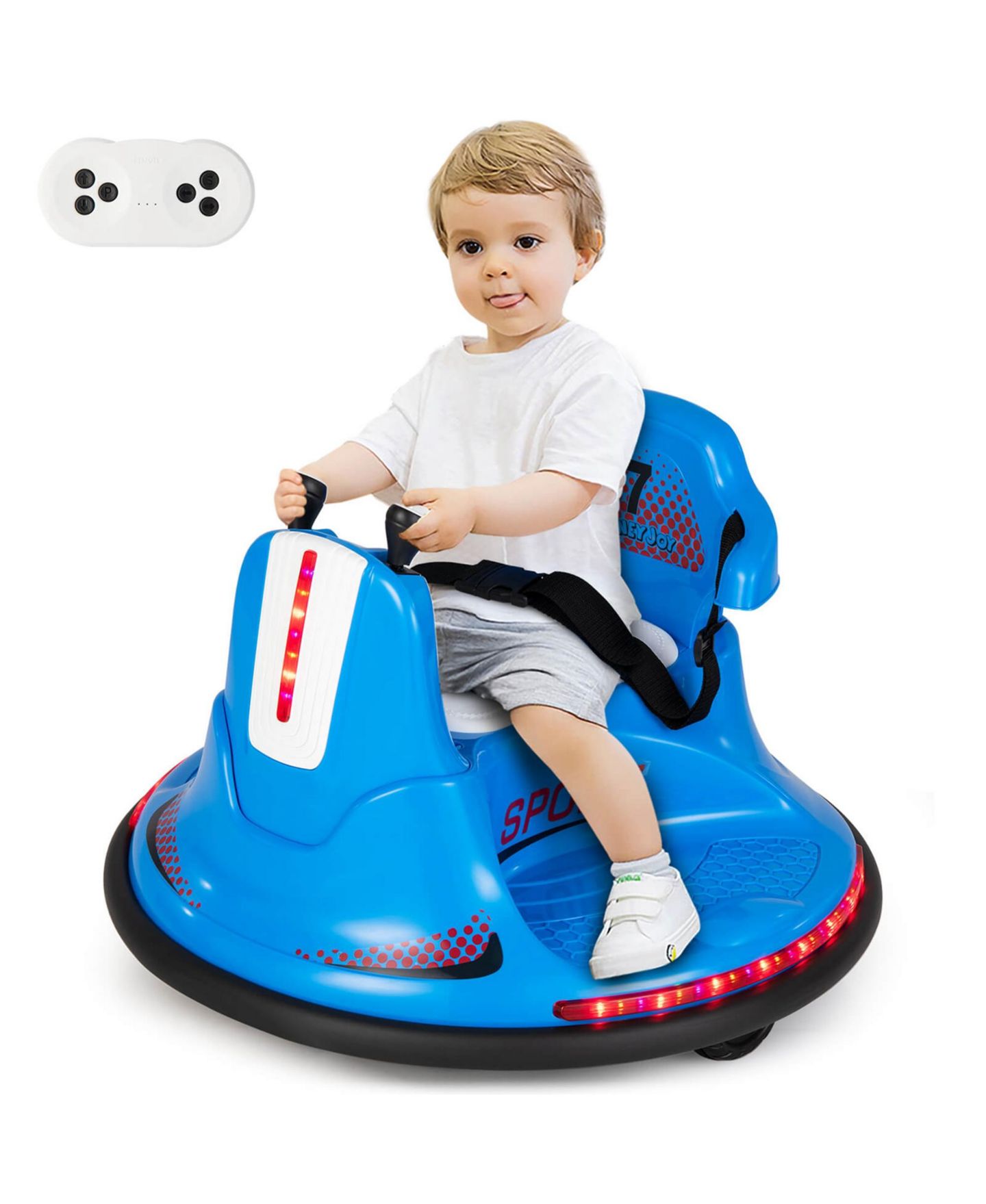 Детская игрушка Costway Electric Remote Control Bumper Car, 26" x 26" x 18.7", 66 lbs. Capacity, Ages 3-7, цвет: Синий — фото 2