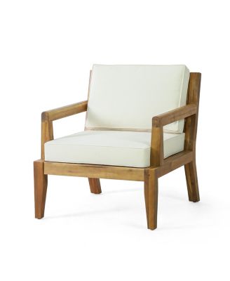 Streamdale Outdoor Acacia Club Chairs with Beige Cushions