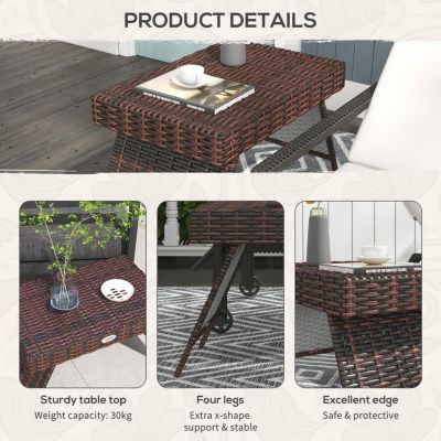 Hand Woven Rattan Side Table for Outdoor Use