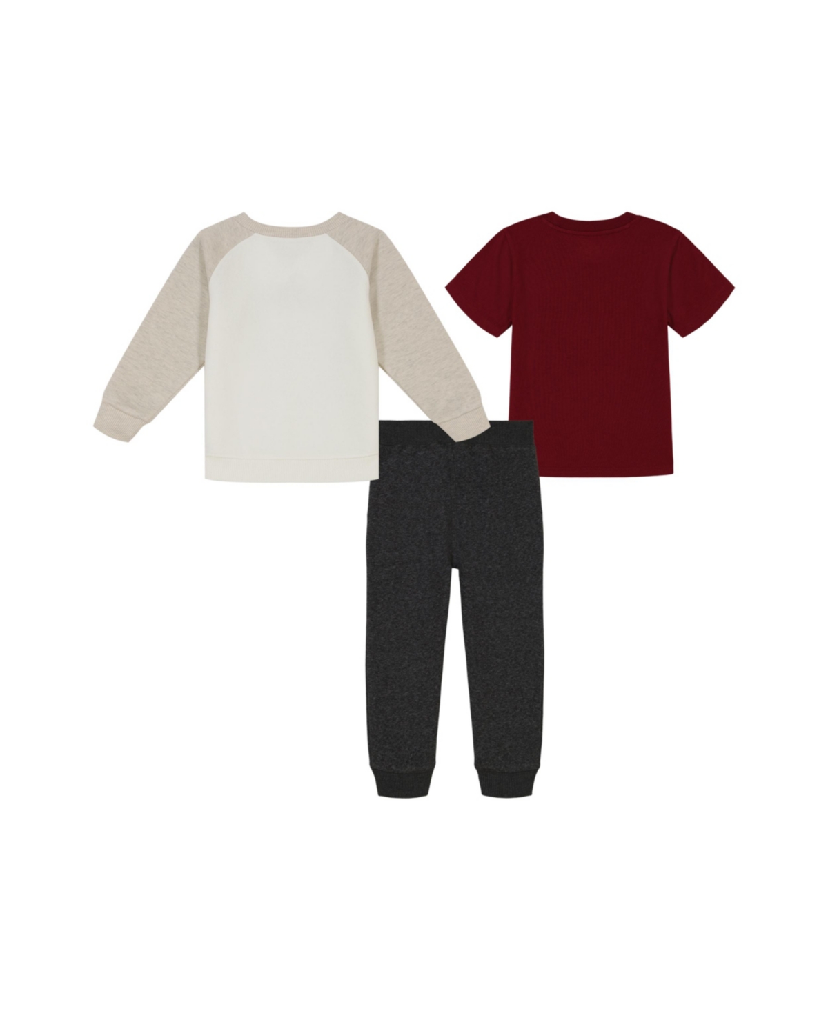 Nautica Toddler and Little Boys Short Sleeve Tee, Raglan Crewneck Heather Joggers Set -Vanilla Ice/Stealth Heather