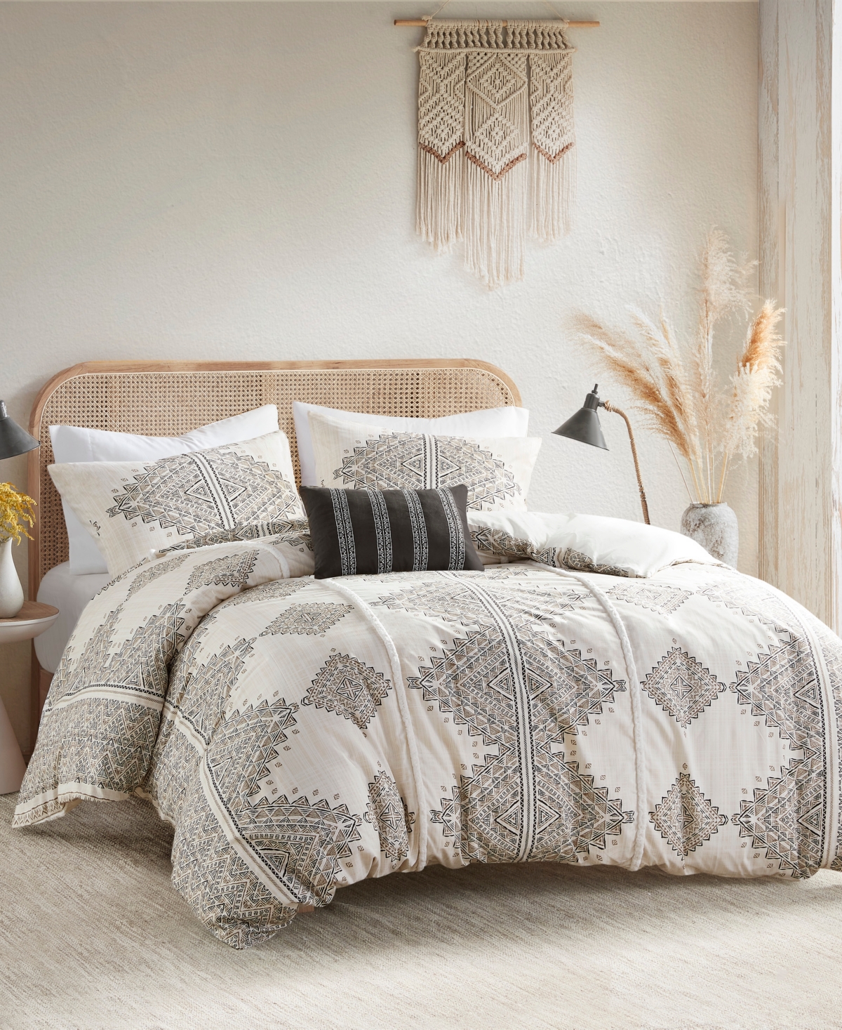Madison Park Ibiza 4-pc. Duvet Cover Set, King/california King In Black,ivory