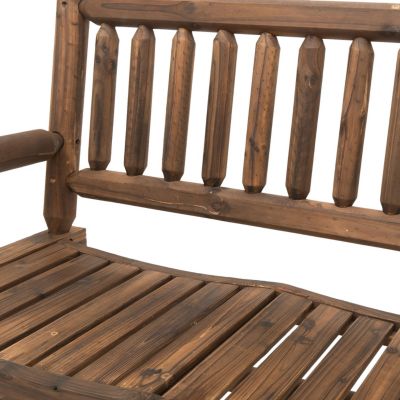 Walnut Log Rocking Loveseat for Outdoor Living