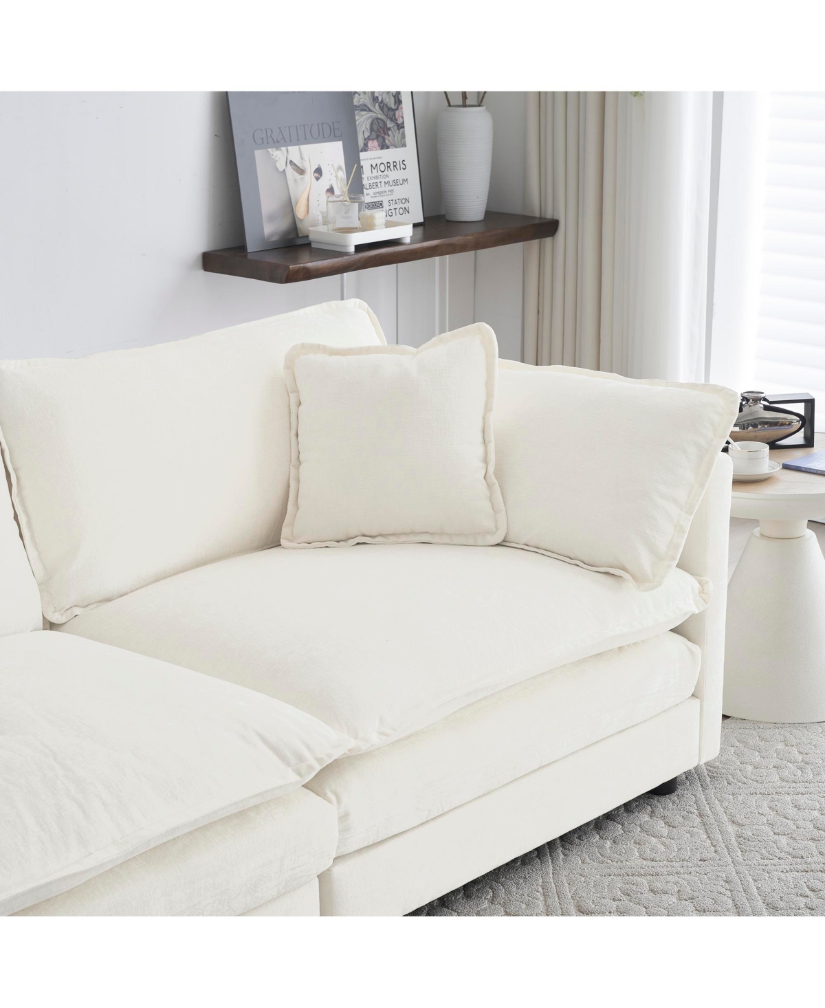 Streamdale Furniture Oversized Modular Sectional Sofa with Ottoman,Chenille - White