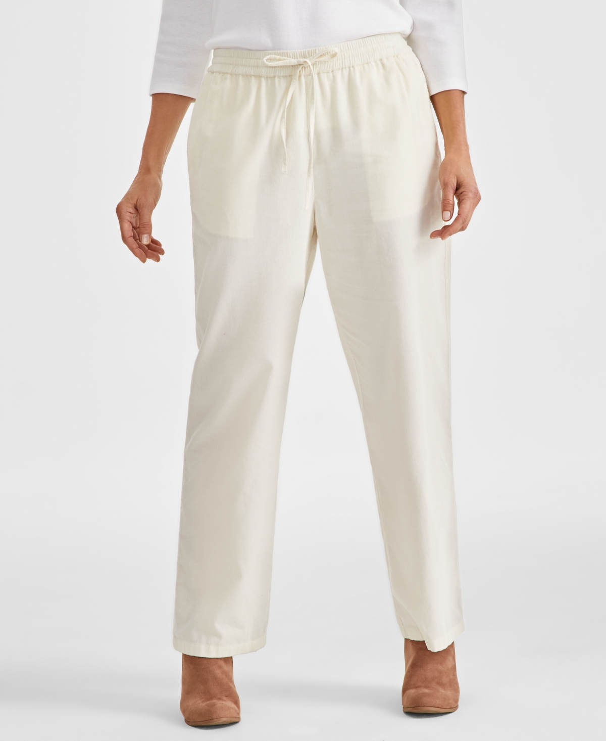 Style & Co Women's Cotton Corduroy Drawstring Pants, Created for Macy's