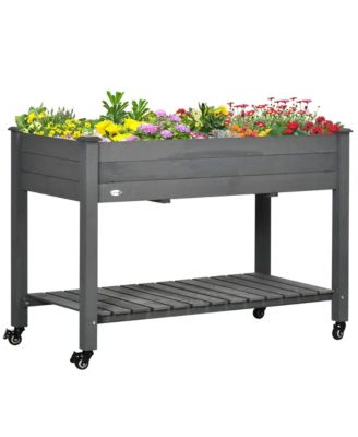 Streamdale Furniture - Elevated Raised Garden Bed with Storage and Mobility Gray