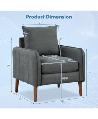 Single Piece Fabric Upholstered Sofa Chair with Removable Back and Seat Cushions