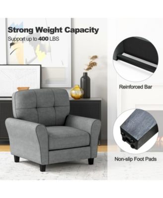 Modern Upholstered Accent Chair with Rubber Wood Legs