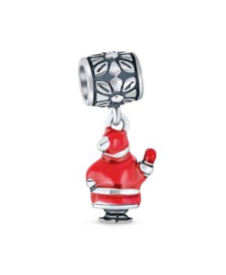 Holiday Christmas Red Santa Claus Dangle Charm Bead For Enamel Sterling Silver Fits European Bracelet