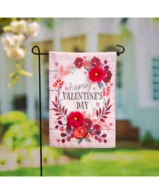 Floral Happy Valentine's Day Applique Garden Flag
