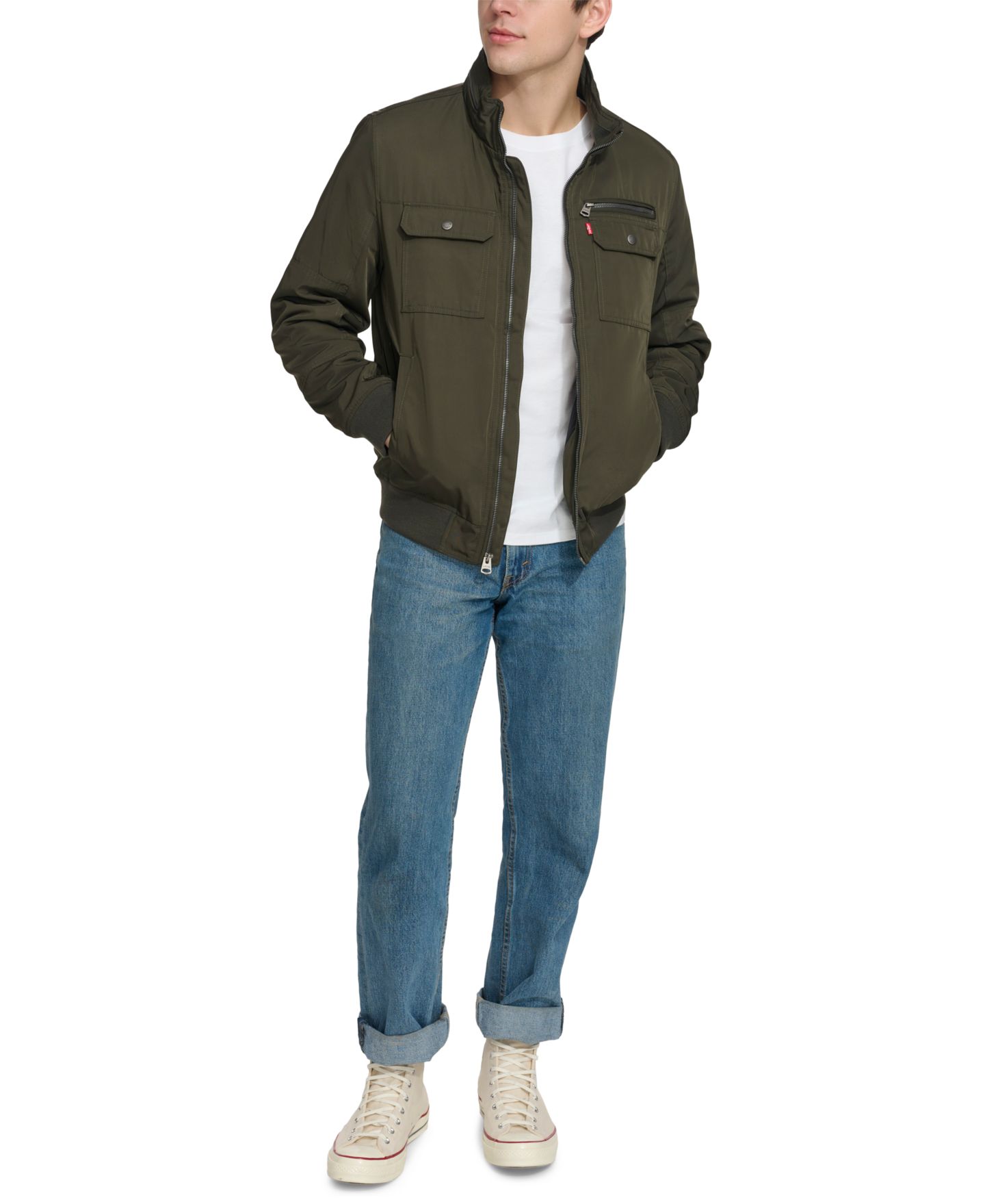 Мужская куртка Levi's Twill Stand-Collar, цвет: Армейский зелёный — фото 7