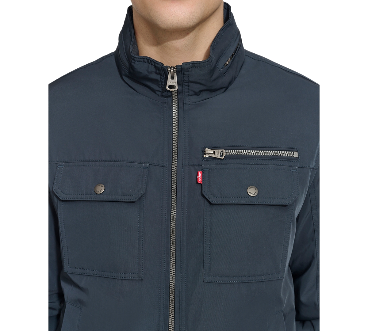 Levi's Men's Twill Stand-collar Jacket In Navy
