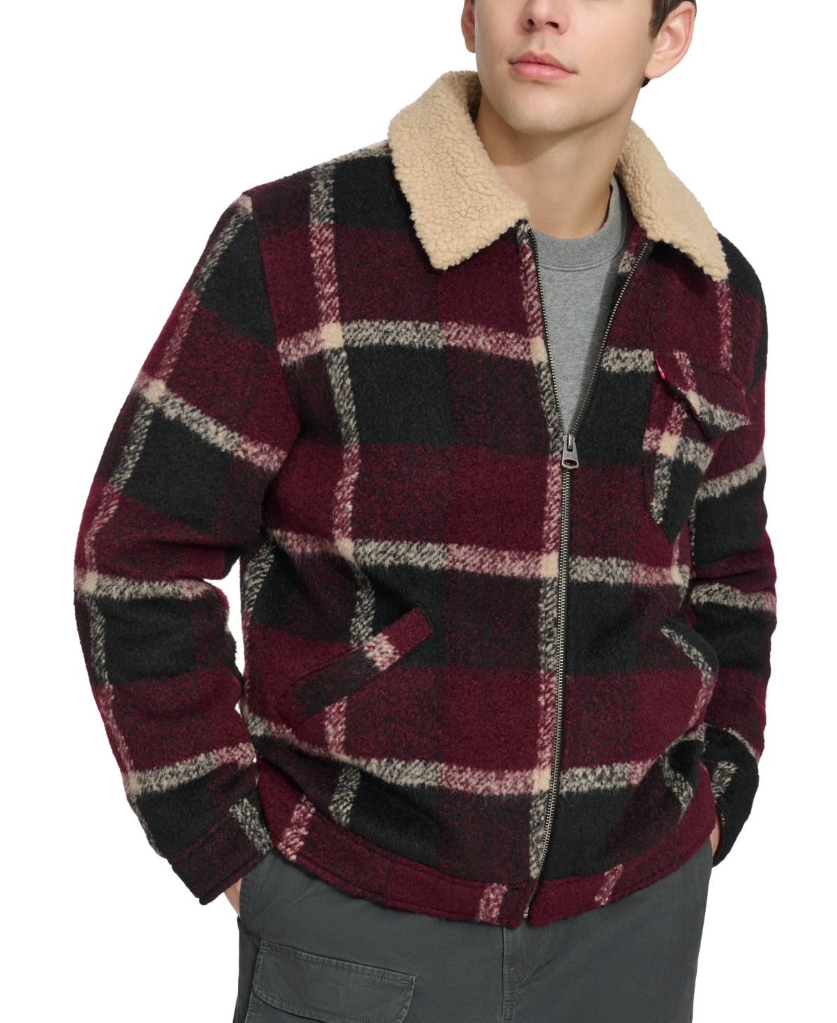 Levi's Men's Plaid Full-Zip Depot Jacket with Fleece Collar
