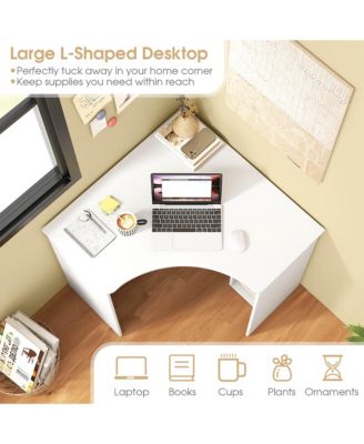 L-Shaped Computer Desk with Storage Shelves Adjustable Shelf for Home Office