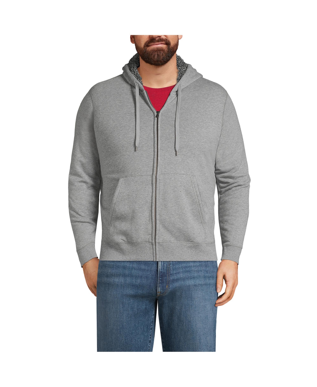 Big & Tall Serious Sweats Full Zip High Pile Fleece Hoodie - Pewter heather