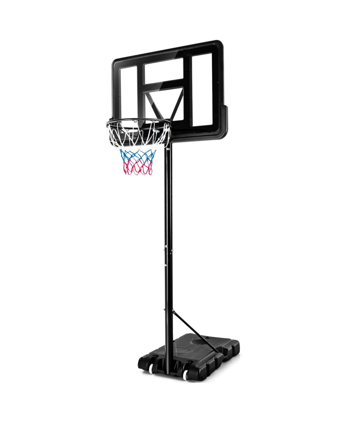 Adjustable Portable Basketball Hoop Stand with Shatterproof Backboard Wheels - Black