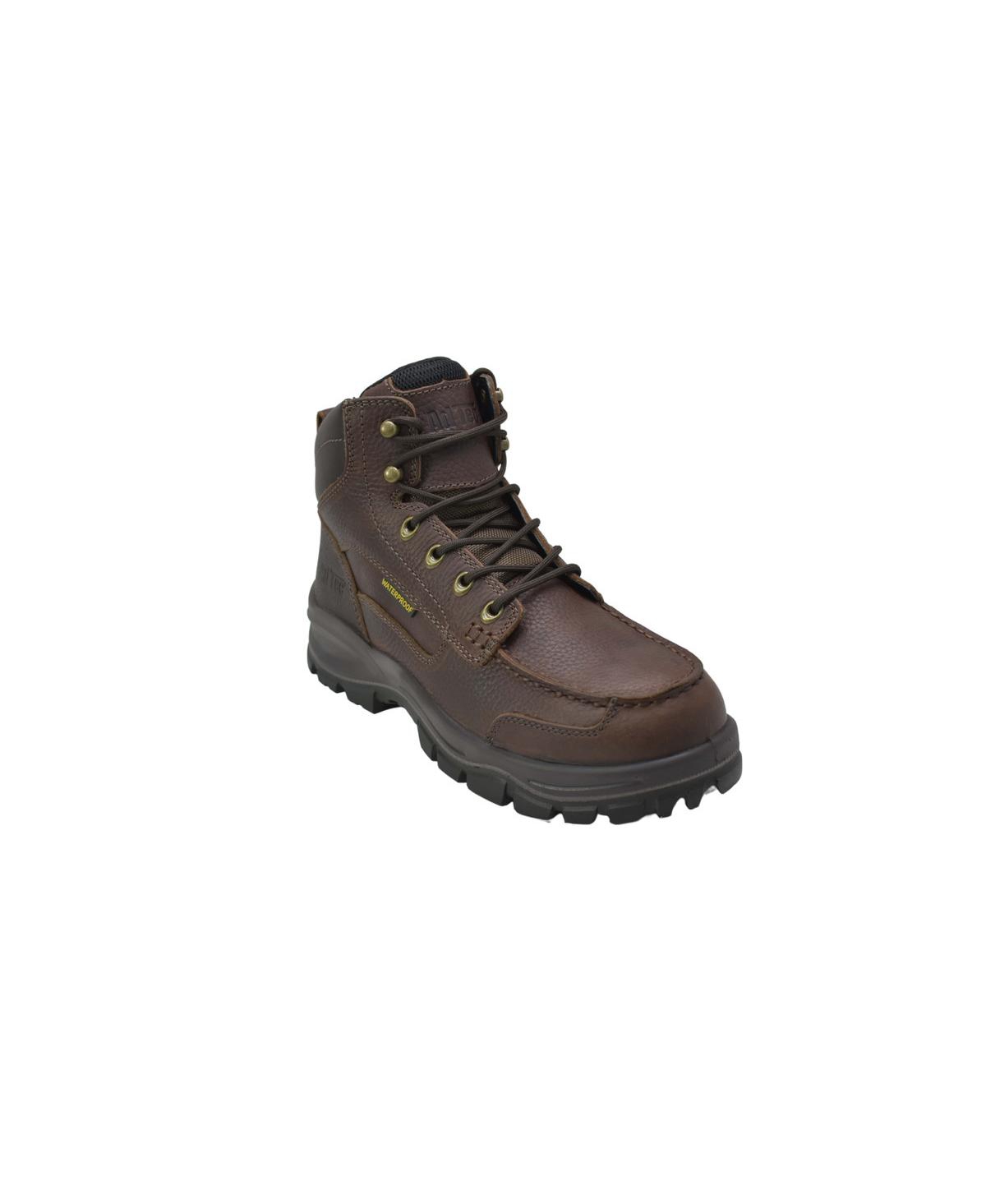 Men's Men 6" Tumbled Leather Moc Soft Toe Waterproof Work Boots - Brown