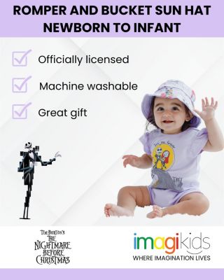 Baby Girls Disney Snap Romper and Bucket Sun Hat
