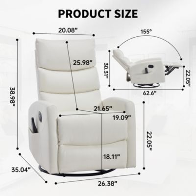 Massage Recliner - 360° Swivel & Heat Rocking Chair