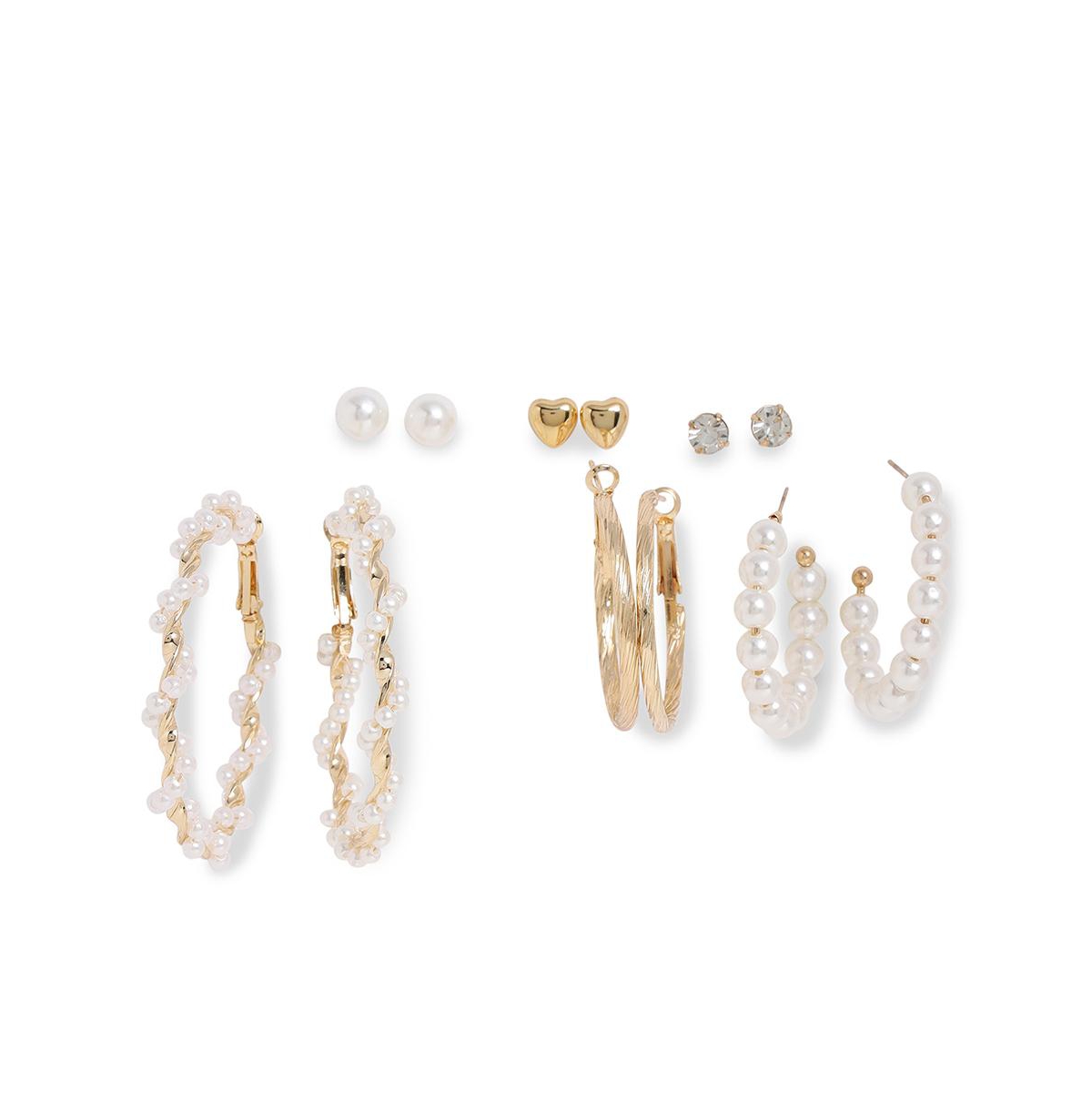 Sohi Women's Pack Of 6 Multi-layer Earrings In White