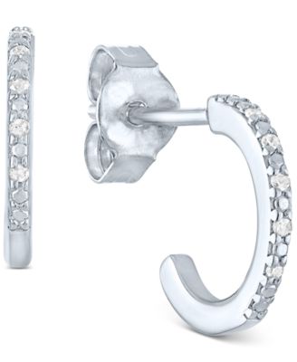 Macy's - Diamond Accent Small Huggie Hoop Earrings in Sterling Silver