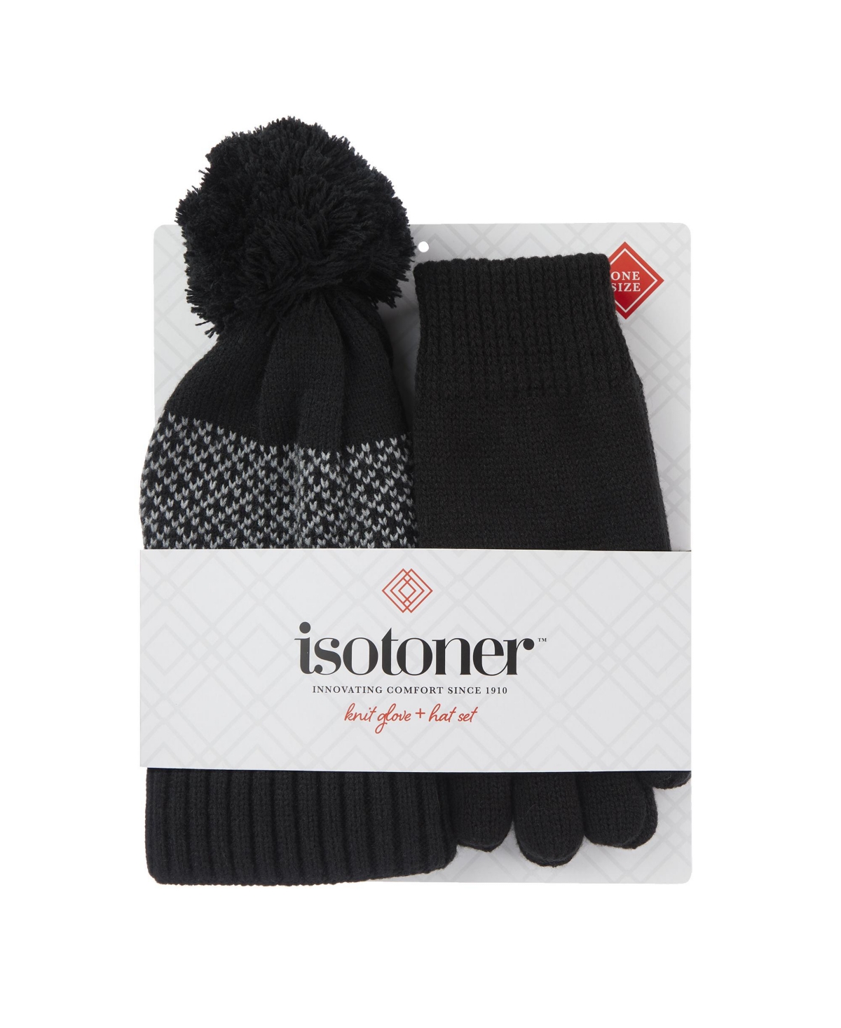 Women's Knit Glove and Hat Gift Set - Black