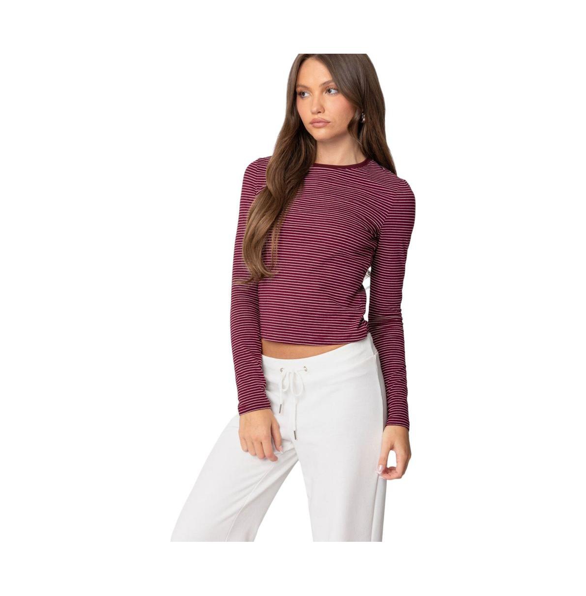 Edikted Women's Brianna Striped Long Sleeve T Shirt