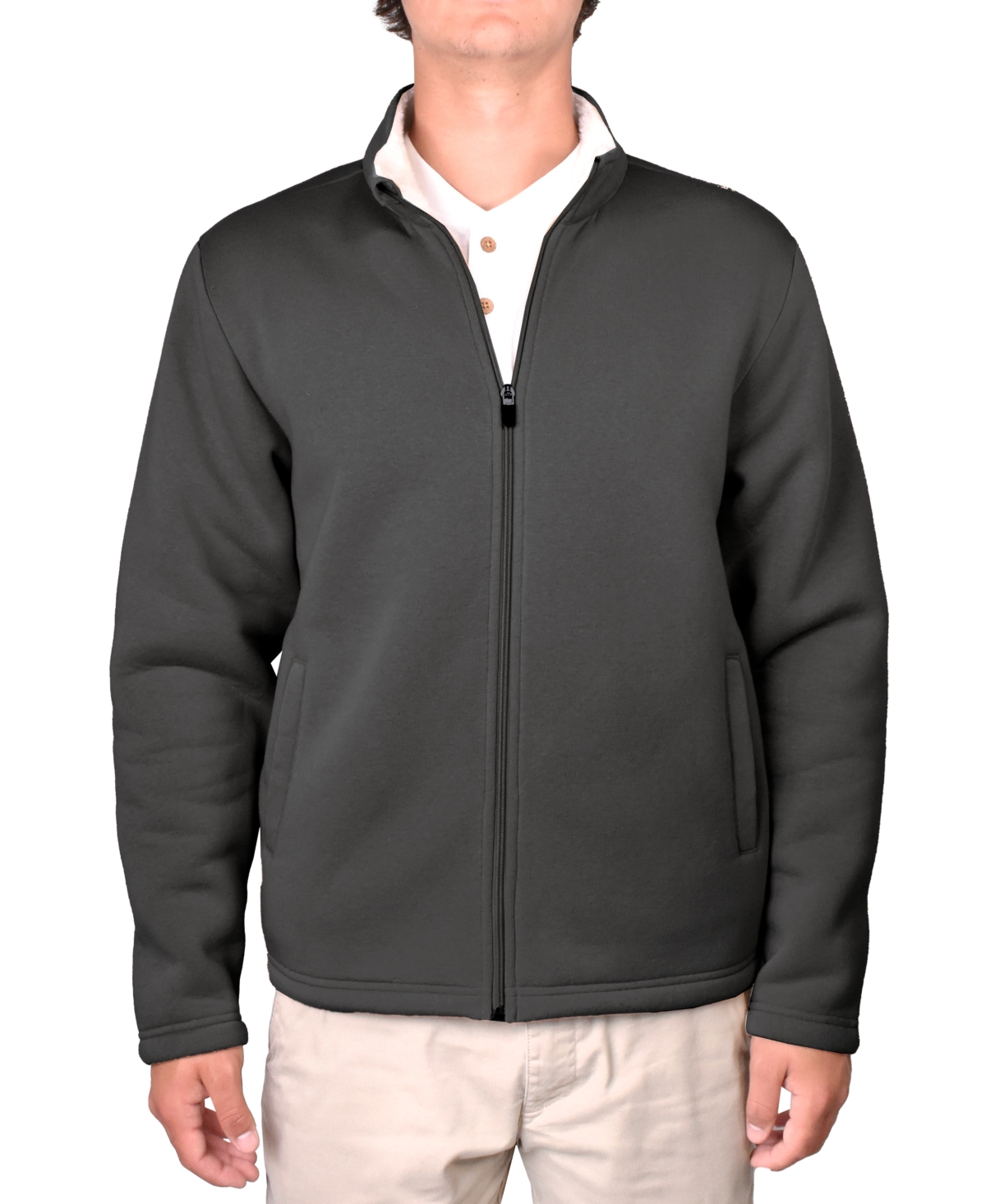 Men's Zip Front Fleece Hoodie - Deep Blue