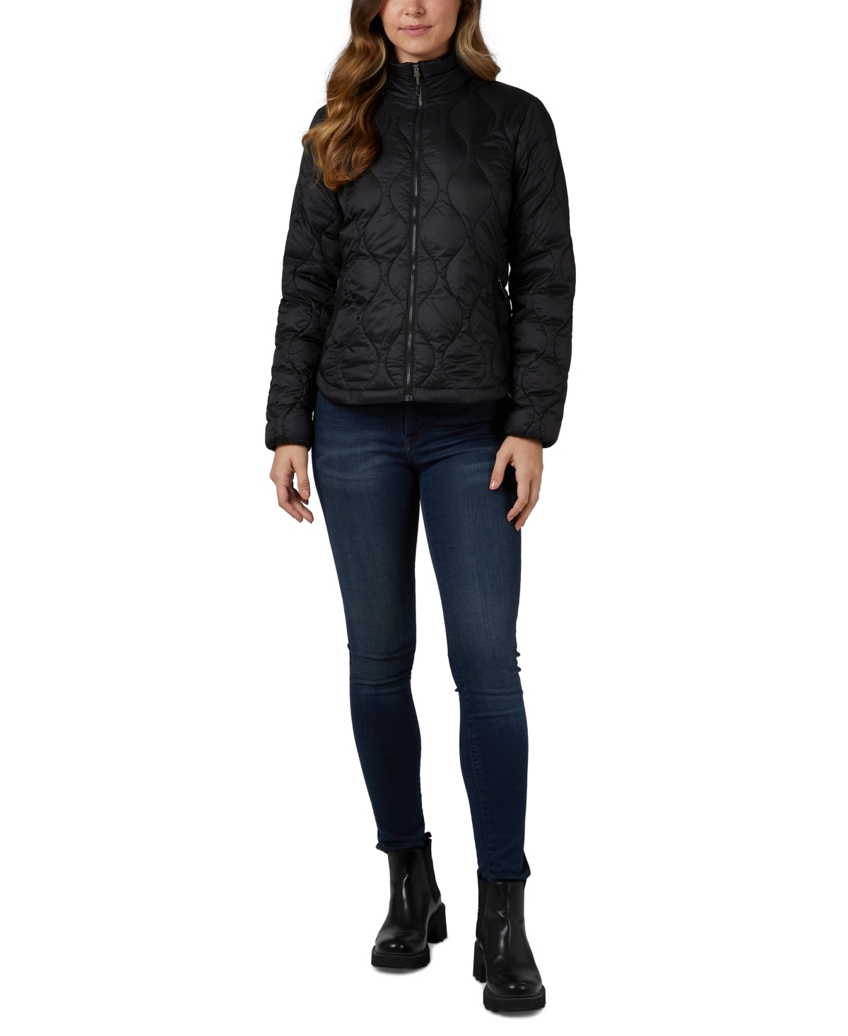 32 Degrees Women's Onion Quilted Stand-collar Down Jacket In Black