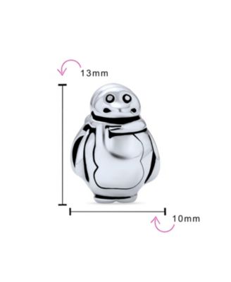 Cute Fat Cartoon Christmas Holiday Snowman Penguin With Scarf Winter Charm Bead Sterling Silver Fits European Bracelet